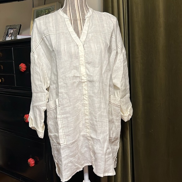 Marc New York Tops - Andrew Marc Linen Tunic Cream Small